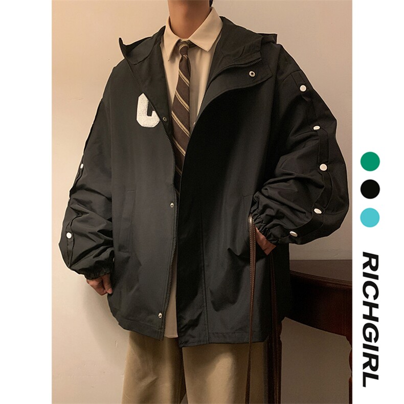 2025新款春季新款港风棒球服翻领冲锋衣排扣夹克男外套JK6028-p78,男装夹克,星座207