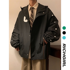 2025新款春季新款港风棒球服翻领冲锋衣排扣夹克男外套JK6028-p78，男装夹克，星座207