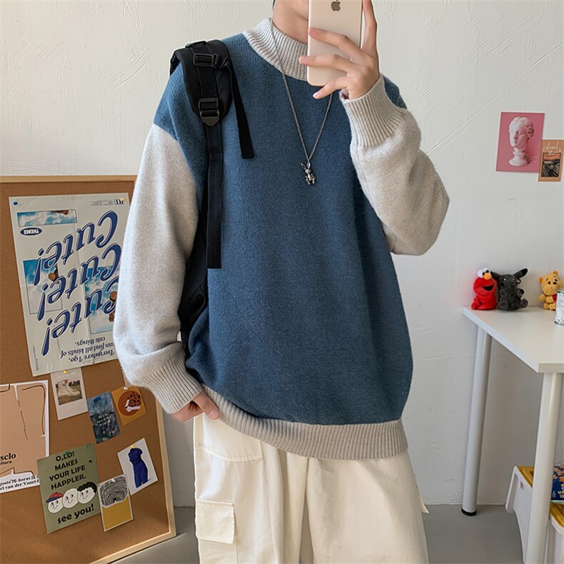 秋冬ins港风宽松潮流个性针织衫日系慵懒风毛衣外套男M810-P36,男装针织衫/毛衣,星座512-2