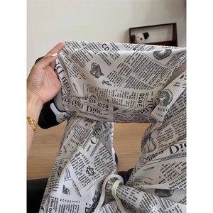 报纸满印垂感裤子男春秋季新款宽松男直筒休闲裤XDS46-P34图片