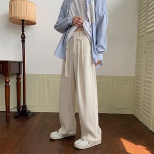 西裤港风复古西装休闲裤男韩版原宿风宽松直筒阔腿裤子 K4461-P34图片