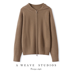 2025年秋季一线成衣拉链帽衫时尚百搭通勤休闲，女装羊绒衫，昭美纯山羊绒