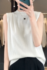 秋冬季新款圆领无袖毛衣女宽松显瘦时尚百搭针织上衣，女装背心吊带，贵皇网供仓