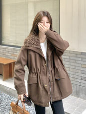 韩系毛领派克服女2025冬季新款设计感时尚中长款保暖外套高级感，女装派克服，2C236