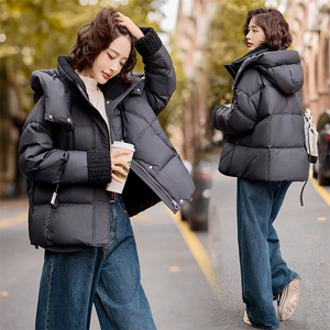 安哥拉红毛绒拼接羽绒服女加厚冬装新款连帽面包服小个子厚外套图片