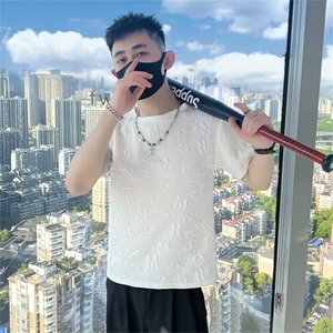 时尚短袖T恤潮流新款提花标准潮气质青春流行夏季原宿日系慵懒男图片