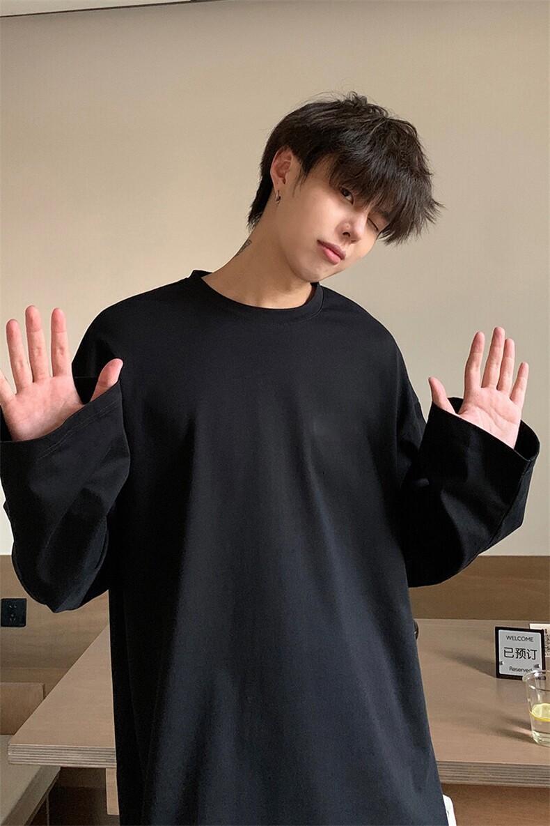 休闲个性时尚简约圆领宽松上衣韩版情侣款复古长袖HY10TP17控29,男装卫衣,电商A102B