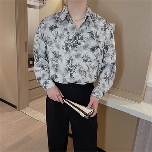 春夏新款免烫风花衬衫男高级感痞帅长袖网红防嗮衬衣CS853-P58图片