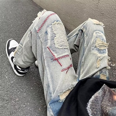 牛仔裤男秋季潮大码休闲裤子高街NK529P45，男装牛仔裤，星座1116-2