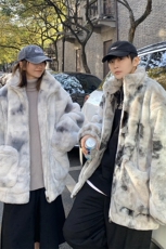 1港风情侣羊羔毛扎染大码M-5XL毛绒s棉服外套男YG7503P128控168，男装棉衣，星座226-2