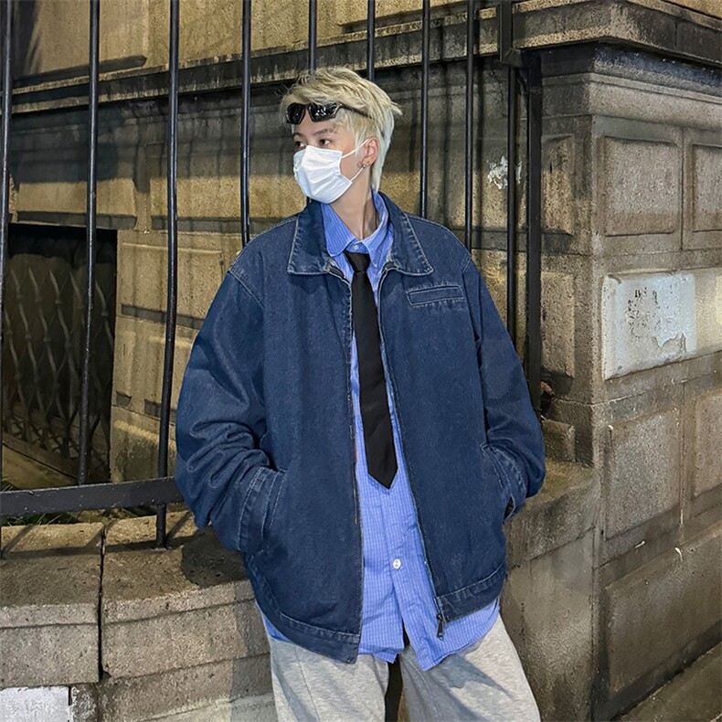 美式复古做旧水洗休闲夹克拉链设计感时尚百搭外套,男装夹克,星座410-6（原星座1304-1）