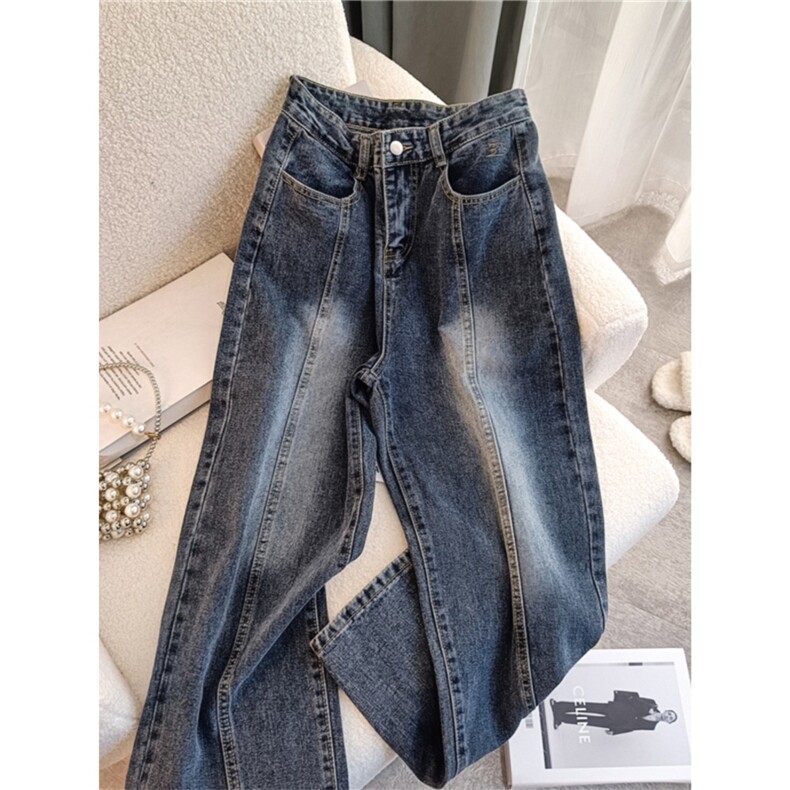 美式复古做旧牛仔裤男春秋高街潮牌直筒宽松阔腿老爹裤L80877-P40,男装牛仔裤,星座1008