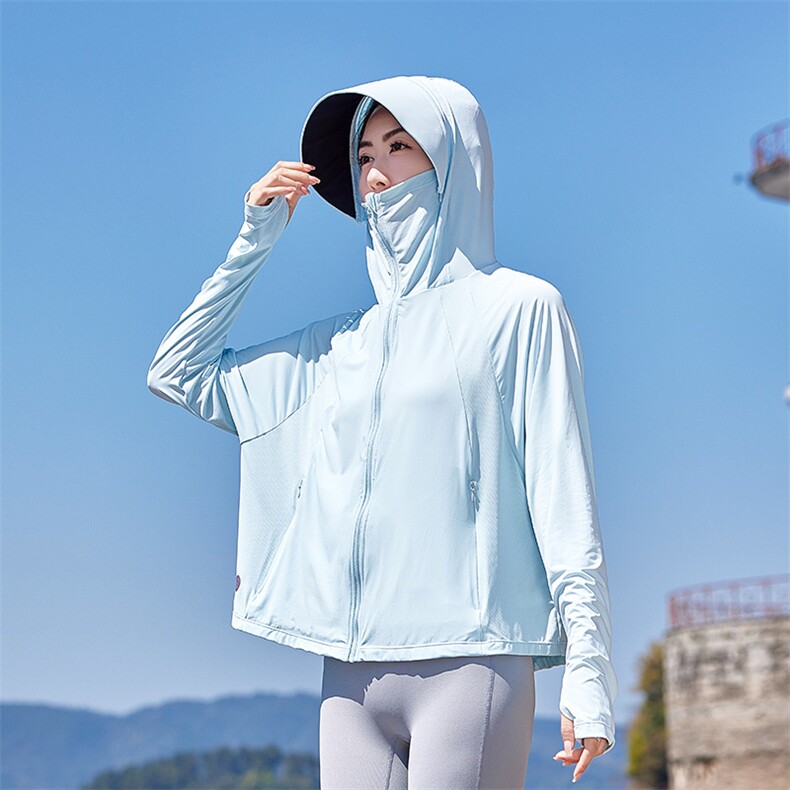 连帽防晒衣罩衫女2025夏季新款防紫外线冰丝凉感薄款骑车短款外套,女装防晒衣,可可小西