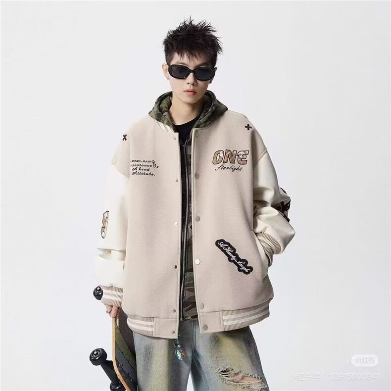 2026新款日系复古春秋季男士字母刺绣休闲棒球服夹克外套情侣潮图片