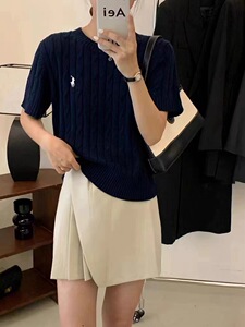 26老钱风针织经典圆领小马刺绣短袖秋夏款柔软透气自带凉感可机洗图片