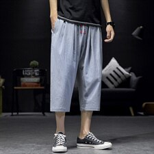2021夏季新日系沙发墙大码男棉麻七分裤宽松亚麻休闲裤K2062-P30，男装休闲裤，电商A001