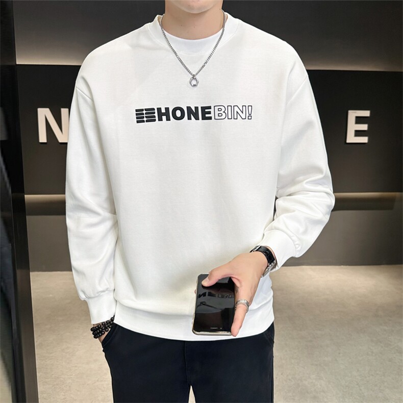 店主风2024新款秋季圆领套头卫衣男宽松长袖打底衫B317-W8637-P65图片