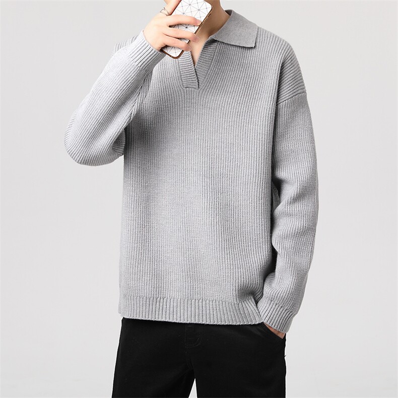 【抖音得物】2025秋季时尚毛衣针织衫翻领男士长袖,男装针织衫/毛衣,电商A113
