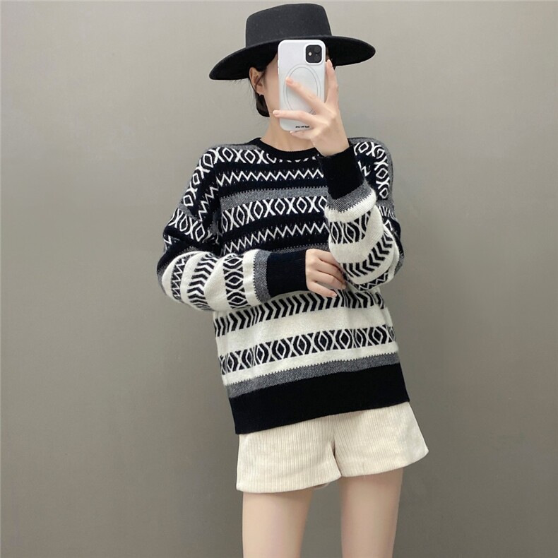 2025年秋季新款百搭圆领套衫，女装针织衫/毛衣，国旺羊绒