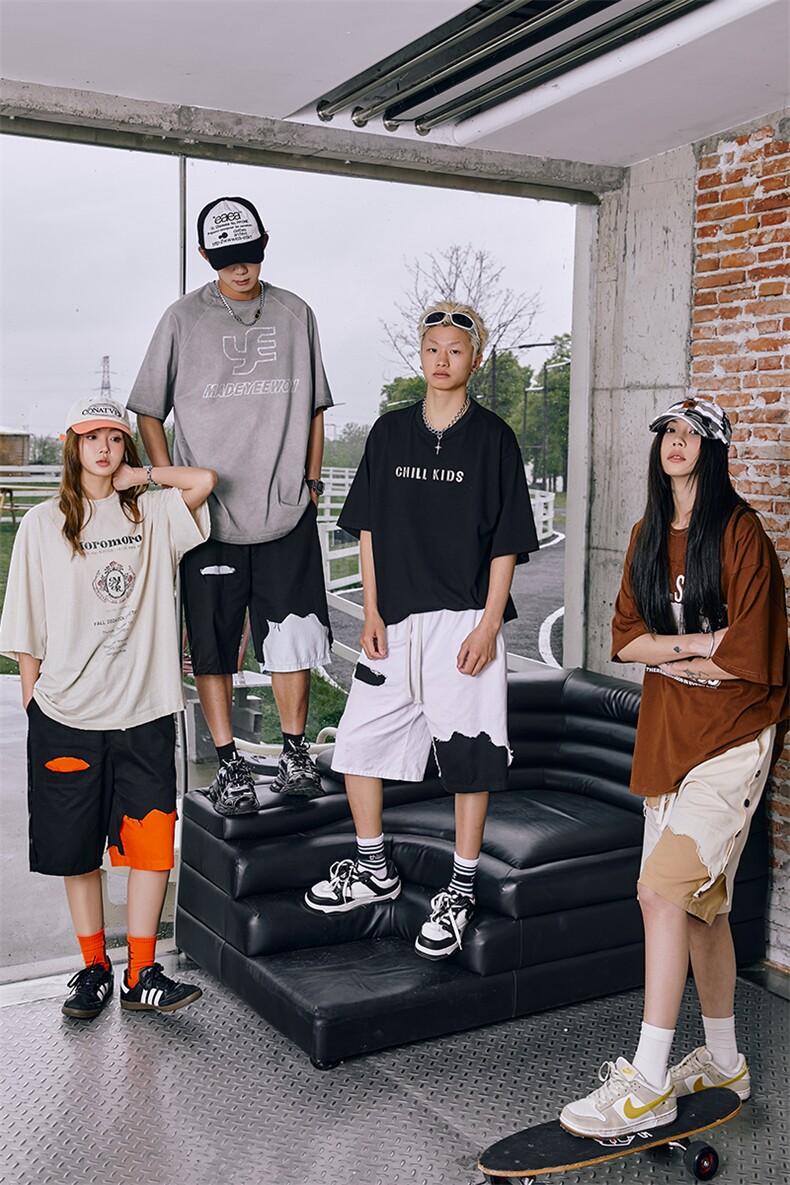 8XL-M特大码短裤男夏季新款大码vibe破洞拼接高街短裤DK1518P50,男装牛仔裤,电商D206-1