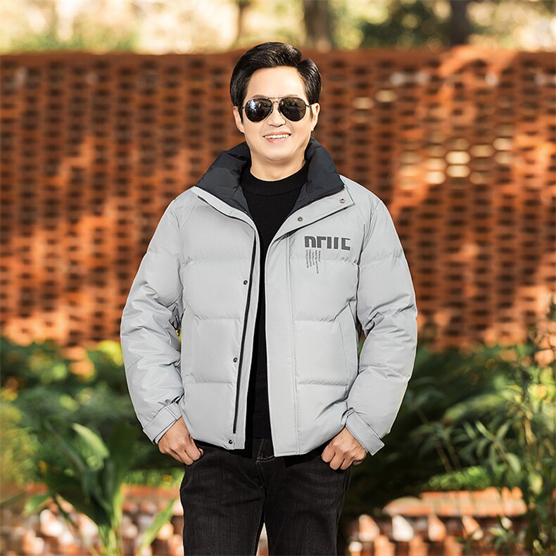 冬装短款羽绒服男装时尚休闲男士保暖加厚宽松立领中年爸爸面包装,男装羽绒服,钱塘6003（原4033）