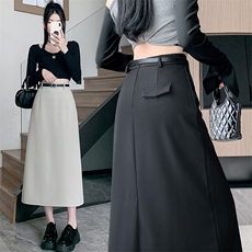 2024秋季新款修身显瘦西装直筒包臀裙A字半身裙中长款一步裙，女装半身裙，梦白服饰厂