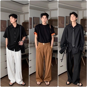 现货（量大价优)~夏季冰丝垂感显瘦西装休闲微喇长裤 K06022P50图片