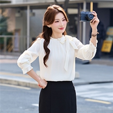 BAO现货2026春季新款时尚气质优雅立领减龄显瘦长袖百搭衬衣，女装衬衫，卡杰菲