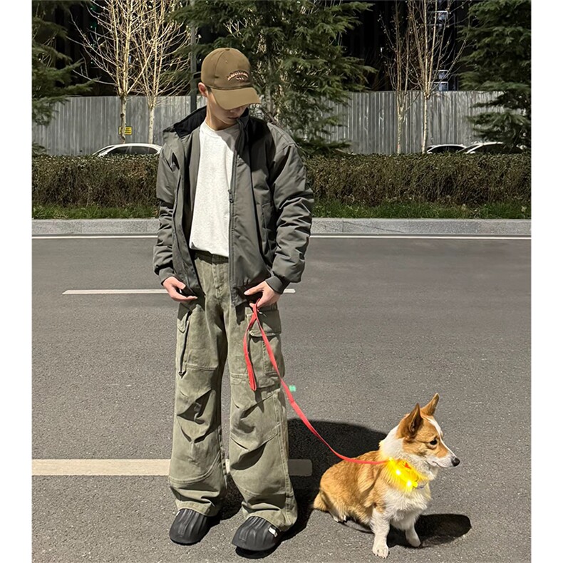 抖音得物美式潮休闲夹克春季立领纯色复古工装加厚棉服外套AMY01,男装夹克,电商A443