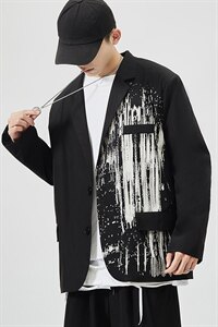 2025秋季新款男士休闲宽松印花大码西装西服外套XF01/P65图片