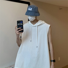 夏季ins潮牌短袖高街宽松无袖t恤港风潮流连帽背心男T961-P25，男装T恤，星座512-2