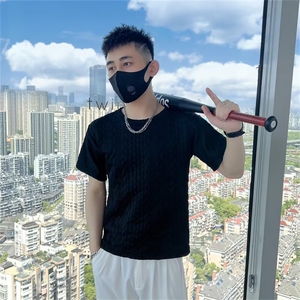麻花辫短袖t恤男夏季薄款新款内搭春秋季针织打底衫 T213图片