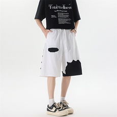 8XL-M特大码短裤男夏季新款大码vibe破洞拼接高街短裤DK1518P50，男装牛仔裤，电商D206-1