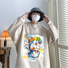 ！22秋季新款宽松大码机器猫麂皮绒圆领卫衣JW1955-p50控68，男装卫衣，星座508（原C305）