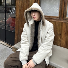 美式座山雕棉服男女款冬季加厚保暖毛领外套连帽棉衣，男装棉衣，电商C307