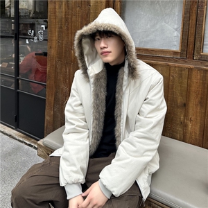 美式座山雕棉服男女款冬季加厚保暖毛领外套连帽棉衣图片