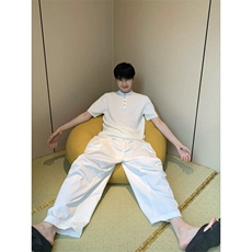 （网图）夏季针织纯色套头亨利领短袖上衣男高级感polo衫P40，男装T恤，电商C306-1