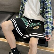 夏季新款刺绣短裤美式hiphop裤子男宽松百搭潮流五分裤K3277-P30，男装休闲裤，星座512-2
