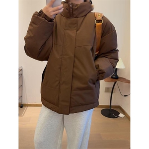 现货美式高街休闲夹克冬季立领纯色三防户外工装加厚棉服外套图片
