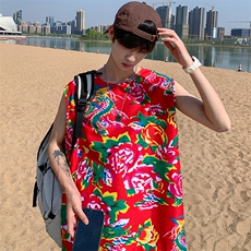 夏季大码东北大花布男背心坎肩运动马甲男装风民族牡丹花MJ01，男装背心/马甲，星座115A(原星座507）
