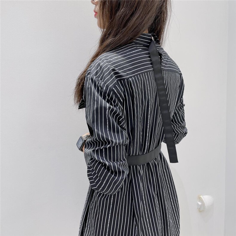 汪尚春2022春装设计师系列设计师款气眼腰带衬衫式连衣裙，女装衬衫，SHANGCHUN·W 汪尚春