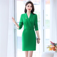 2022秋新款时尚修身显瘦V领包臀连衣裙，女装连衣裙，贝蕾酷儿