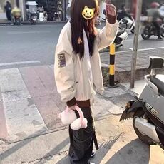 美式字母刺绣宽松新中式外套女春秋夹克设计感情侣ins棒球飞行服，女装短外套，星座506