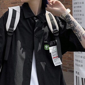 五分袖衬衫设计感男装夏季hiphop炸街短袖衬衣潮牌上衣CS456-P30图片