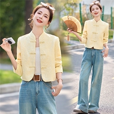 2026年春季新中式提花盘扣设计感时尚潮流气质外套，女装短外套，罗腾