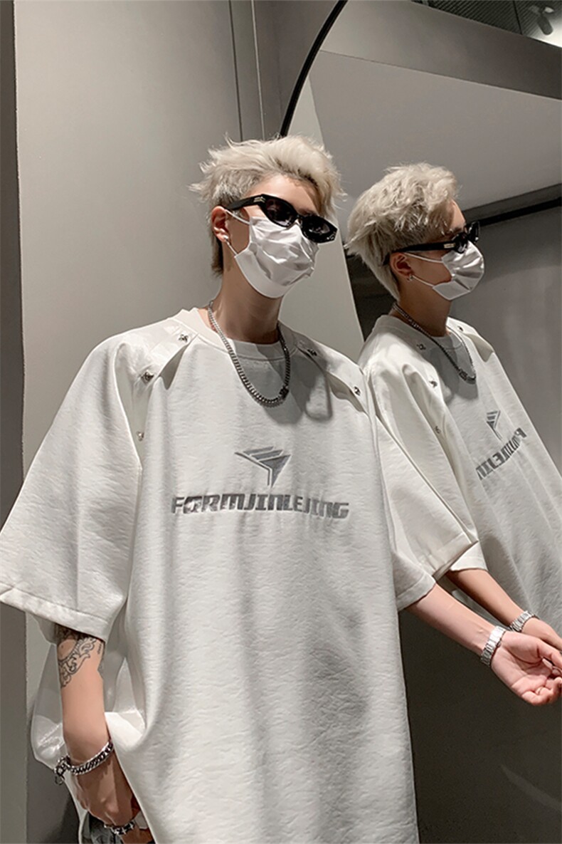 解构金属短袖T恤夏季小众设计感圆领半袖体恤XZ514-2-202474-P58,男装T恤,星座514-2(原B239)