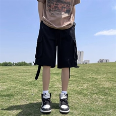 工装短裤男港风潮大口袋个性2023夏季新款ins宽松五分裤K4035-P36，男装休闲裤，星座412-3