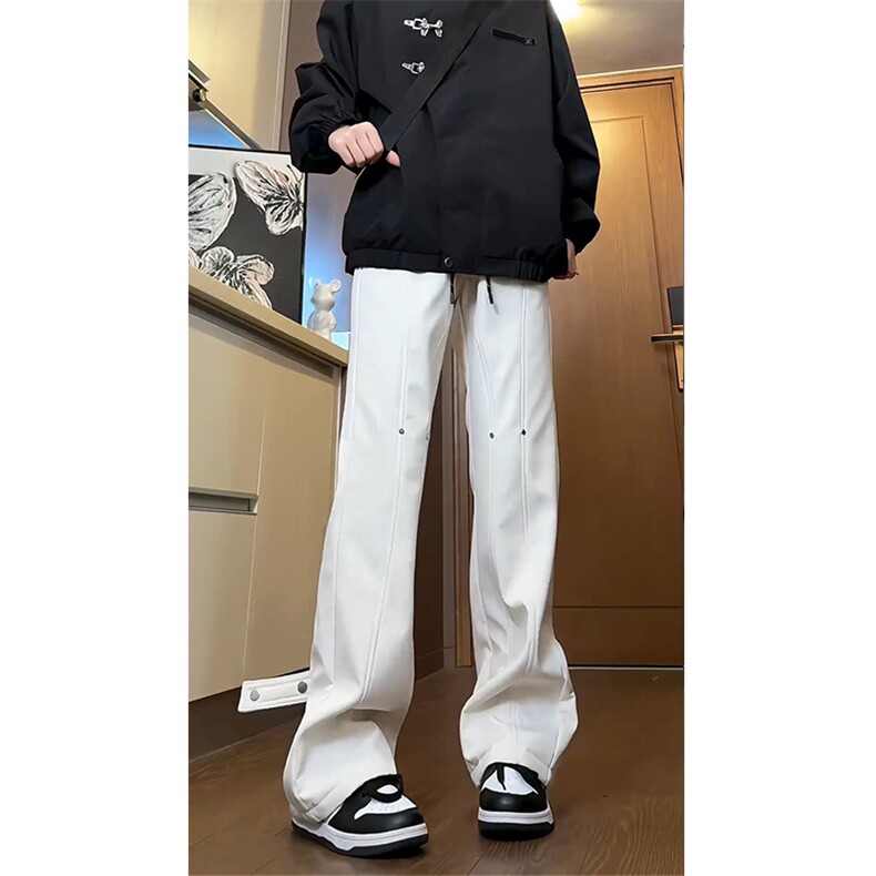 26港风新款学生男女微喇叭拼接冲锋裤休闲裤潮504-K837-P45控68,男装休闲裤,星座504