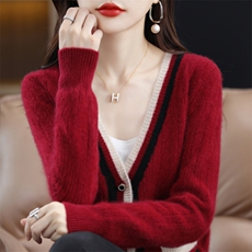 秋冬新款羊毛衫女针织开衫宽松毛衣，女装羊毛衫，邓利维