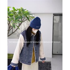 拼接毛袖牛仔外套，其它，FST